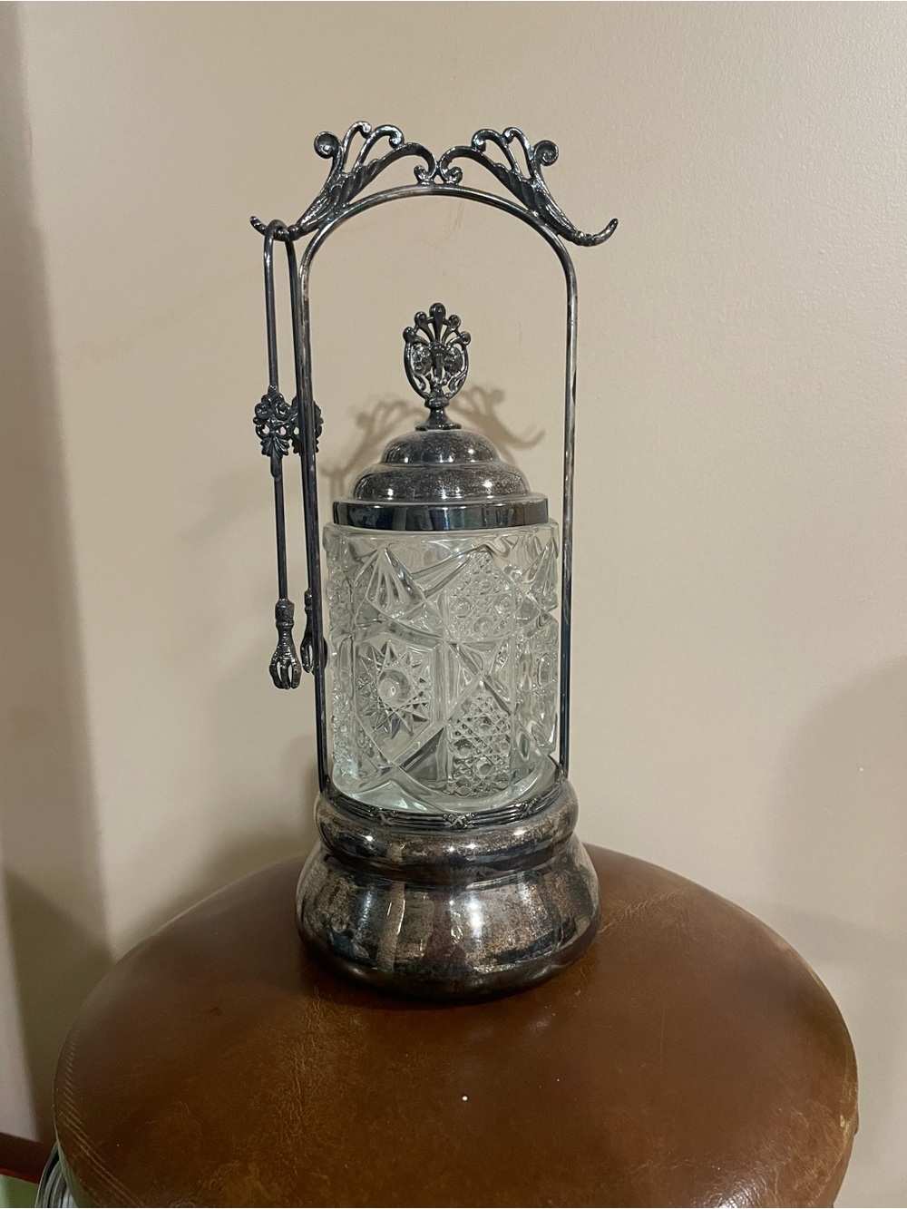 Decorative Silver-Tone Glass Canister with Lid - Clear and Silver